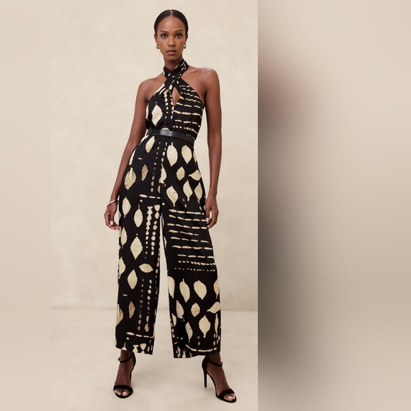 WRAP-HALTER JUMPSUIT - Regular Large size, runs big - Picture 1 of 5